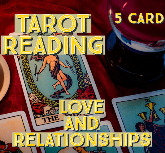 Love and Relationships Tarot Reading spread (5 Card) - Guidance for love, soulmates, twinflames, or new connections